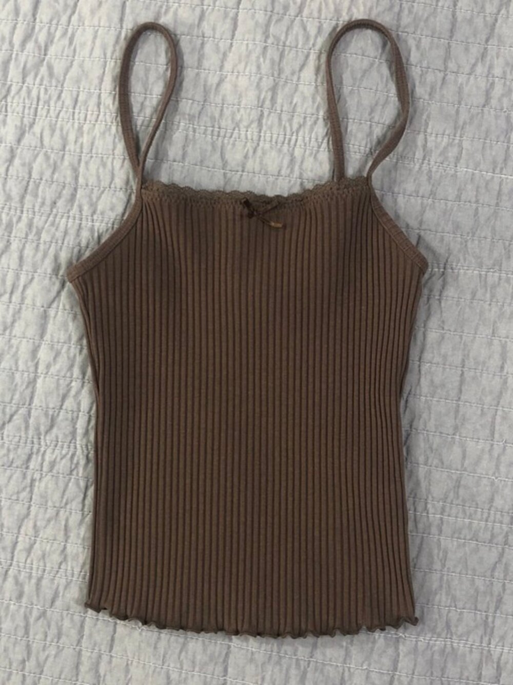 4/$15 H&M Camisole Women XS Brown Ribbed Cropped Sleeveless Divided